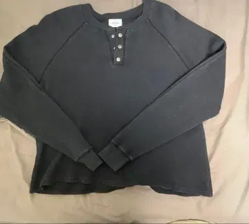 ANDER HUNK 다크 네이비 긴팔 헨리넥 크롭 기장