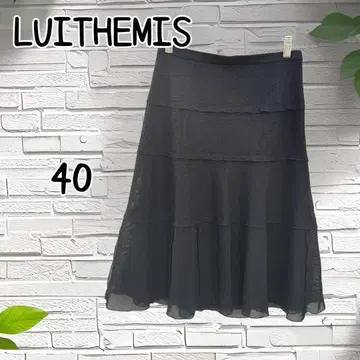 LUITHEMIS 여성용 플레어 스커트 블랙 비침 있음 L 사이즈