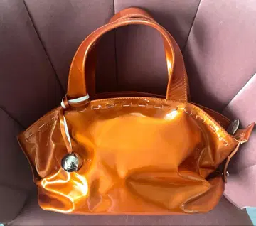 FURLA 에나멜 보스턴 백 골드 오렌지