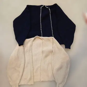 [ 거의 새상품 2벌 세트 ] 펄 버튼 포함 리브 니트 가디건