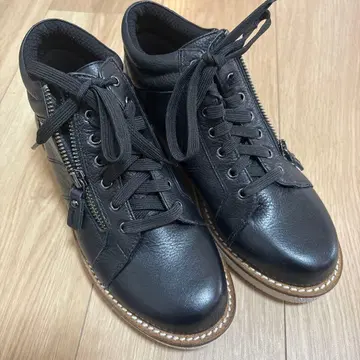 새상품 키다리 아저씨 블랙 가죽 지퍼 신발 23cm