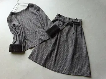 anysis 셋업 원피스 브라운 체크