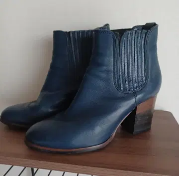 FABIO RUSCONI 네이비 바이컬러 힐 사이드 고어 부츠 36