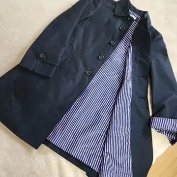 [ 로페피크닉 ] 남성용 스텐카라 코트 코튼 소재 광택 블랙