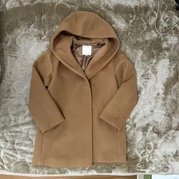 자유구 베이지 후드 부착 울 코트 사이즈 38 M