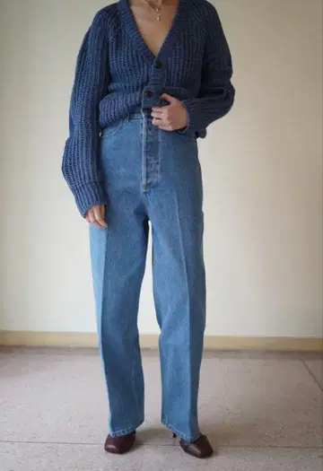 블리치드 데님 하이웨이스트 진