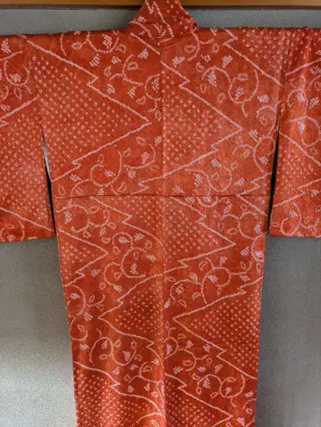 시보리 기모노 시보리 송피 능화문 미사용품 주홍 빨간색 리메이크