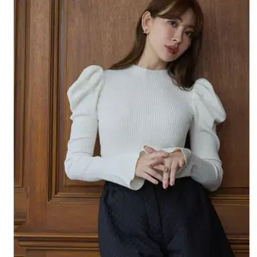 하립투 Volume Sleeve Rib Knit Top M