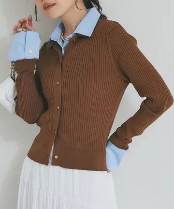 면직 콤비 리브 니트 가디건 라 부티크 봉봉