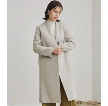 라이트 그레이 롱 코트 오픈 프론트