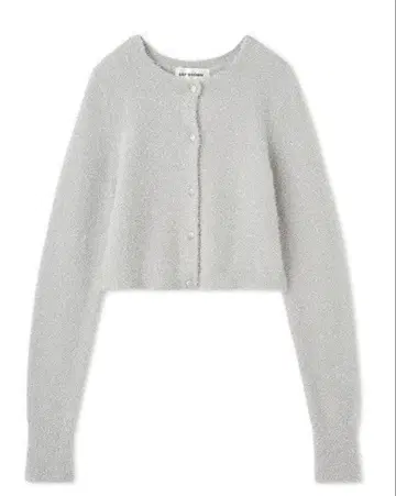새상품 LILY BROWN 라메 샤기 크롭 가디건 실버 화이트