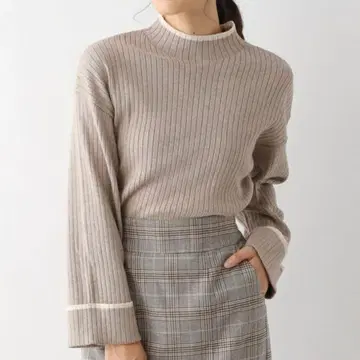 [ 미사용 ] GLOBAL WORK 멜티 와이드 리브 풀오버 베이지 L