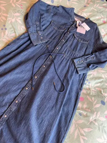 데님 블루 긴팔 셔츠 원피스 SM2