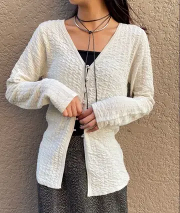 개더 니트 가디건