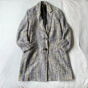 [ 자라 ] 트위드 체스터 코트 투버튼 사이드 포켓 있음 V넥 XS