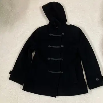 22 OCTOBRE 블랙 더플 코트 후드 부착