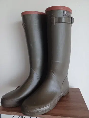AIGLE 롱 레인부츠 37 카키
