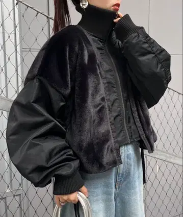 오늘 한정 가격!etsinta 퍼 절개 숏 스탠드 자켓