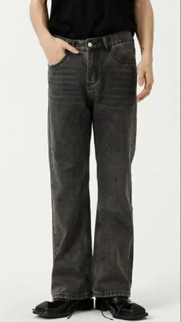 westboy 다크 그레이 스트레이트 데님 팬츠