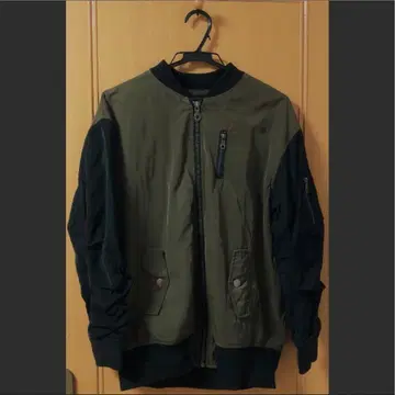 블루종 미니 자켓 카키 블랙 지퍼