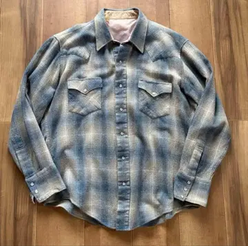 빈티지 70s 옴브레 체크 웨스턴 플란넬 셔츠