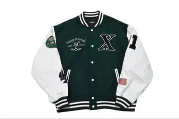 컨디션 최상 엑스라지 바시티 자켓 그린 화이트 M