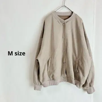 스웨이드 분또 바시티 자켓 M 그레이지 블루종 드롭 숄더 루즈핏