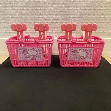 헬로키티 핑크 미니 바스켓 2개 세트 세탁 집게 포함