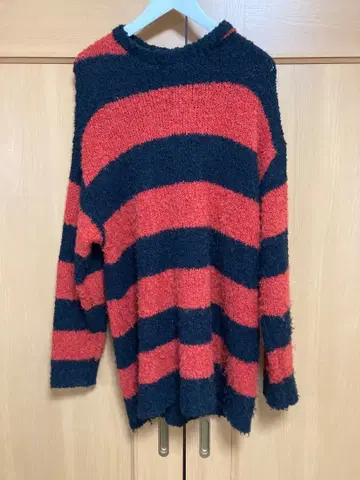 NUMBER NINE 스트라이프 오버 사이즈 스웨터 빨검 보더