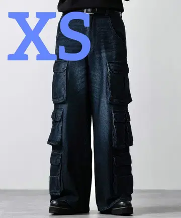 [ CLEL ] 3D 메니 포켓 데님 카고 팬츠