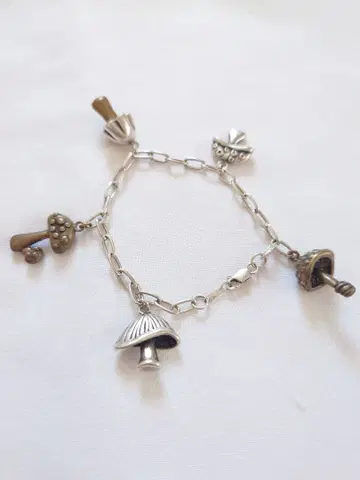 무차차 실버 팔찌 버섯 아차츄무 빈티지 레트로