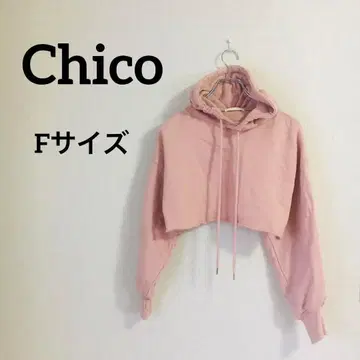 Chico 치코 크롭 후드티 [ F 사이즈 ] 핑크 트레이닝복 썸홀 포함