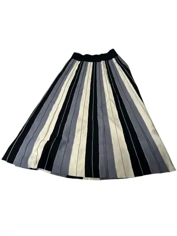 플레어 스커트 블랙 그레이 아이보리 스트라이프