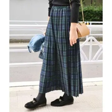 IENA 체크 플리츠 스커트