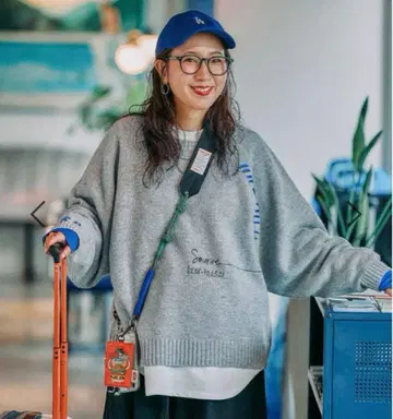 니코앤드 [be with M] 미사요 배색 돌 풀오버 그레이