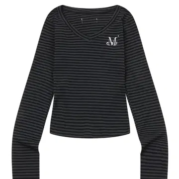 MUCENT 스트라이프 긴팔 V넥 티셔츠