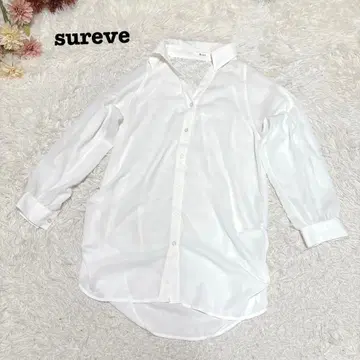 s.1699 [슈] 긴팔 셔츠 비침 있음 화이트 레이스 L 사이즈