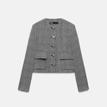 ZARA 하운드투스 패턴 숏 기장 블레이저