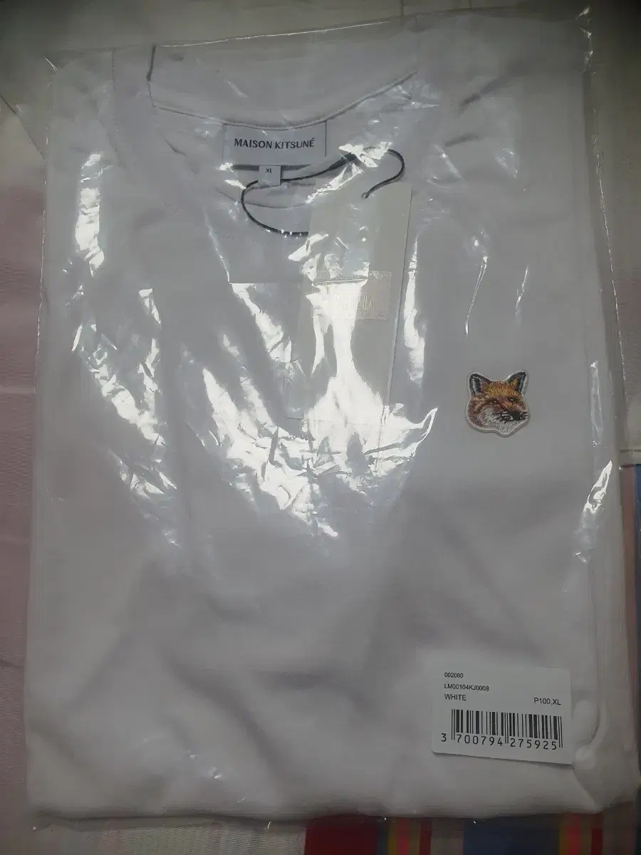 Maison Kitsune Fox Patch White Short Sleeve T-shirt XL