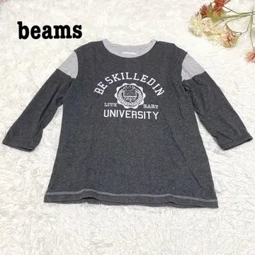 s.1037 [빔즈] 7부 소매 티셔츠 프린트 영문 캐주얼 그레이