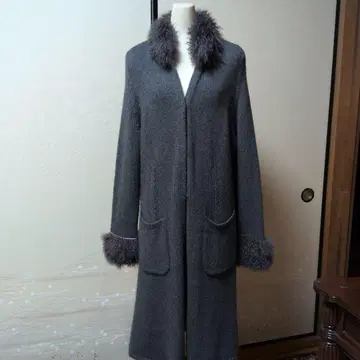 GRES 퍼 캐시미어 100% 그레이 니트 롱 코트