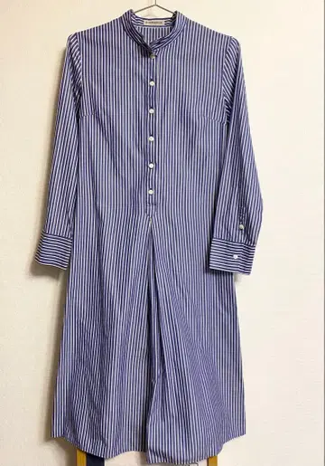 J&M Davidson 블루 스트라이프 셔츠 원피스