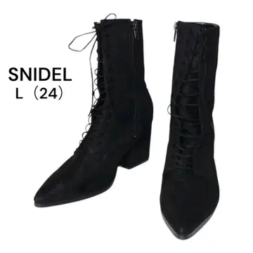 SNIDEL 레이스업 부츠 L 블랙 스웨이드 느낌 새상품급