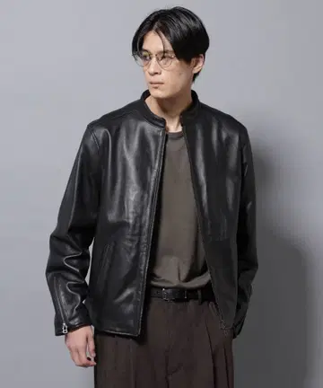 블랙 가죽 싱글 라이더 자켓