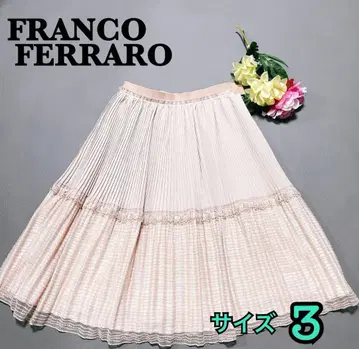 미사용품급 프랑코 페라로 플리츠 플레어 스커트 레이스 아이보리(565