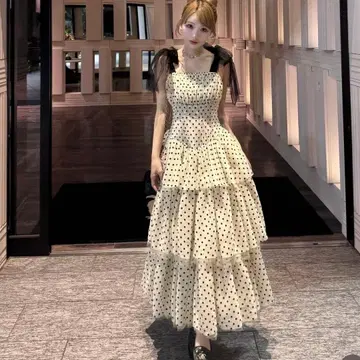 'Ballerina'ribbon tulle dot dress