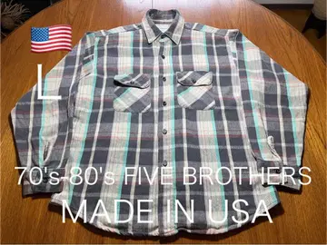좋은 배색! USA 제조! 70년대 80년대 파이브 브라더스 플란넬 셔츠