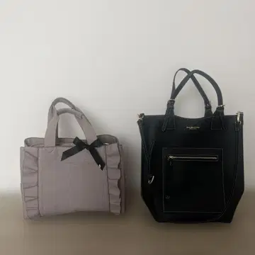 그레이 프릴 토트백