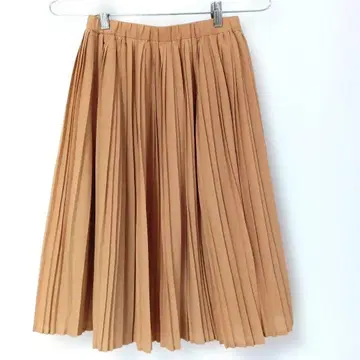 더 엠포리움 무릎 기장 플리츠 스커트 플레어 브라운 M 허리밴딩