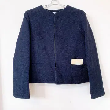 새상품 에프로브 노카라 트위드 자켓 M 블랙 결혼식